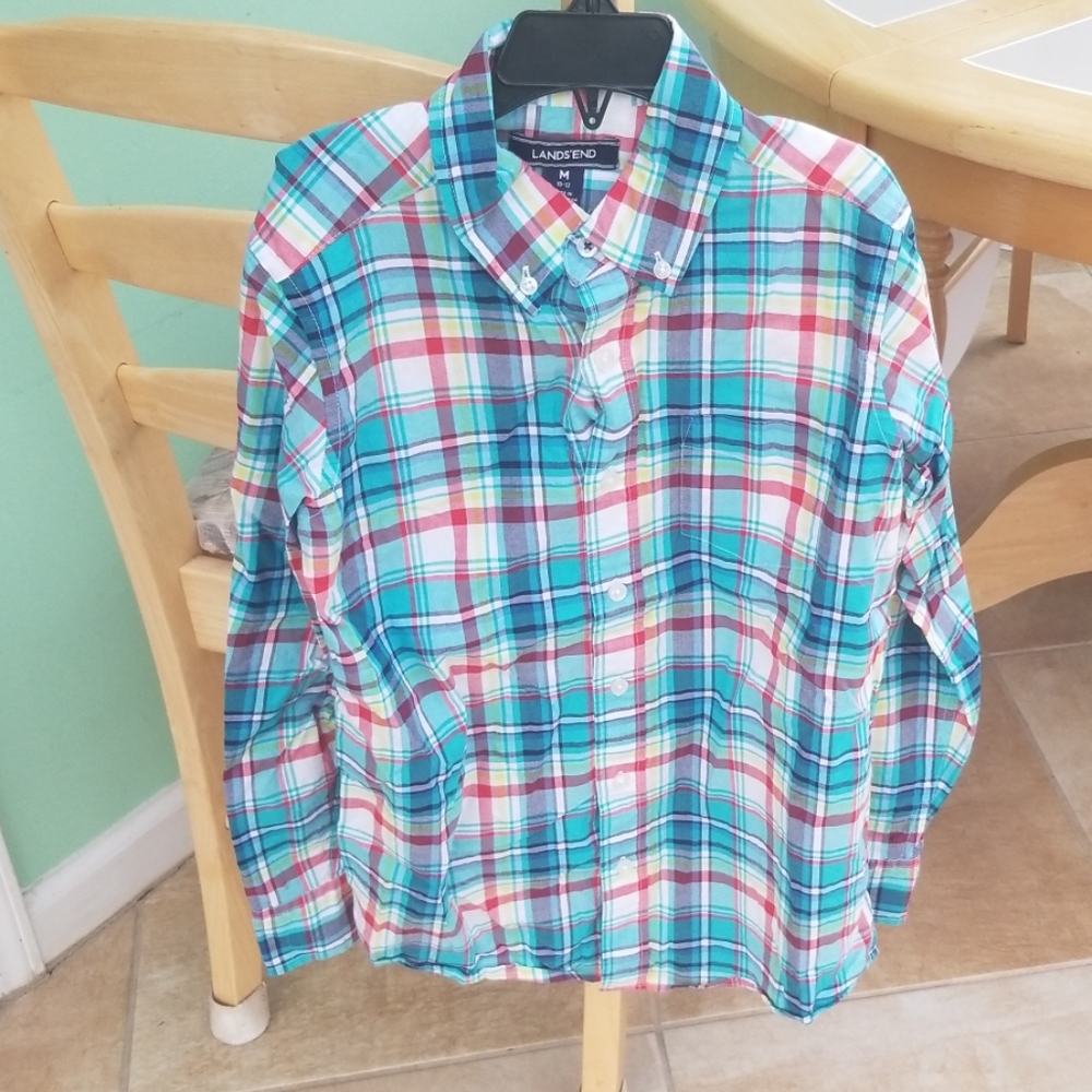 Lands end plaid bottom down shirt medium